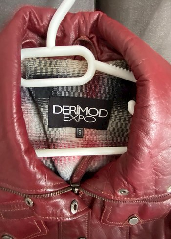 Derimod Kırmızı Deri Biker Ceket - Görsel 5