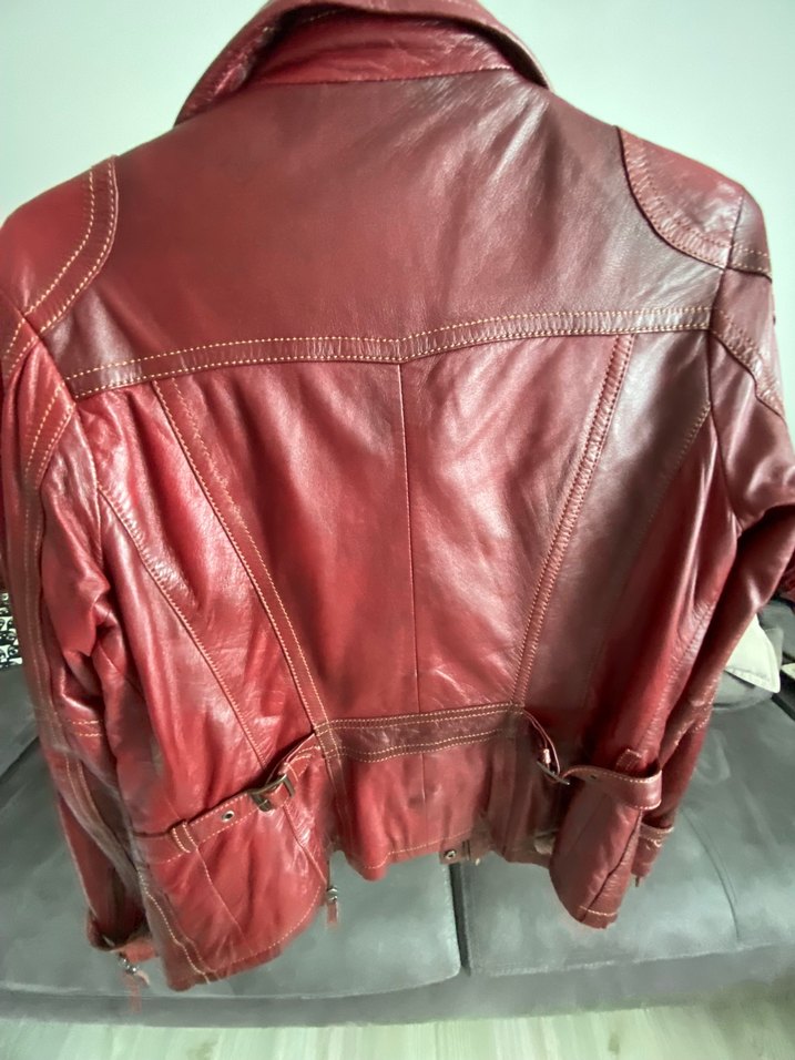 Derimod Kırmızı Deri Biker Ceket - Görsel 2