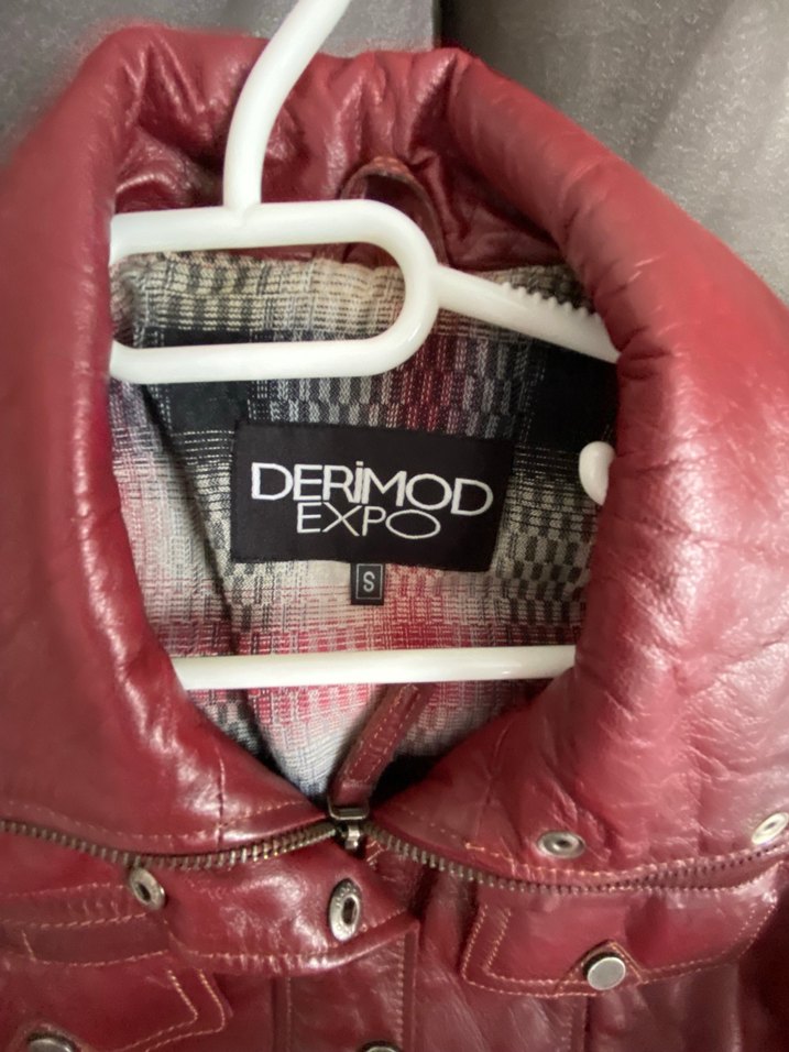 Derimod Kırmızı Deri Biker Ceket - Görsel 5