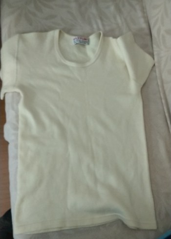 saf yün kısa kollu atlet - Görsel 2