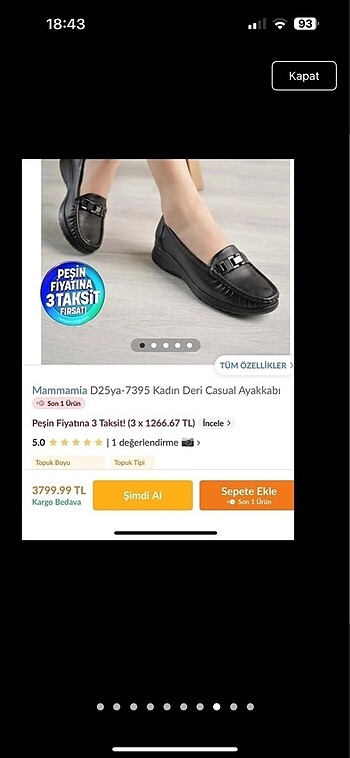 Mammamia Kadın deri leofer ayakkabı
