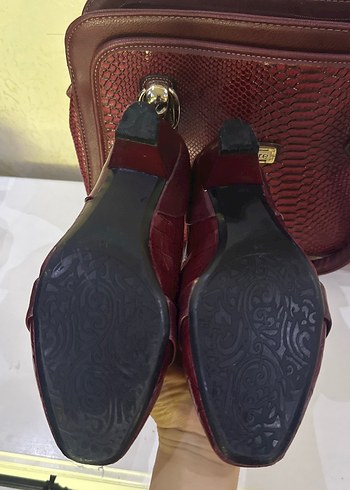 38 Beden bordo Renk Bordo Deri Klasik Topuklu Kadın Ayakkabı