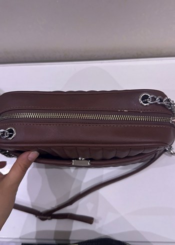 Beden kahverengi Renk Kahverengi Zincir Detaylı Deri Kadın Çanta