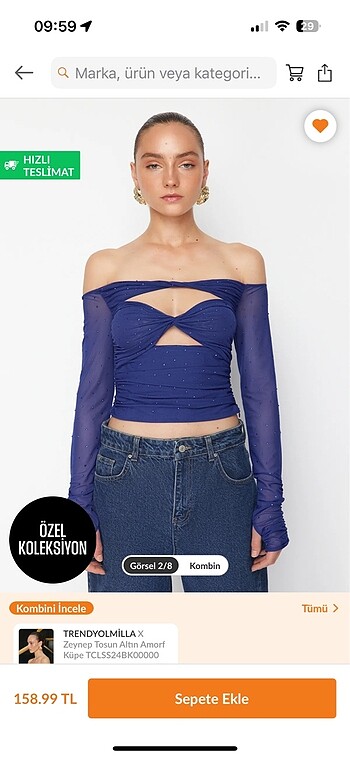34 Beden Zeynep tosun saks örme parlak taşlı büstiyer