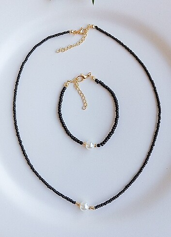 Kadın İncili Boncuk Kolye Bileklik Seti - Görsel 2