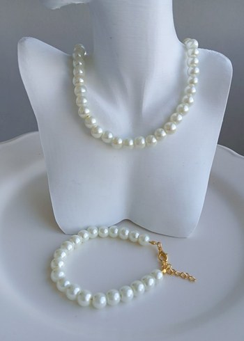 Kadın Cam İnci Kolye ve Bileklik Seti - Görsel 2