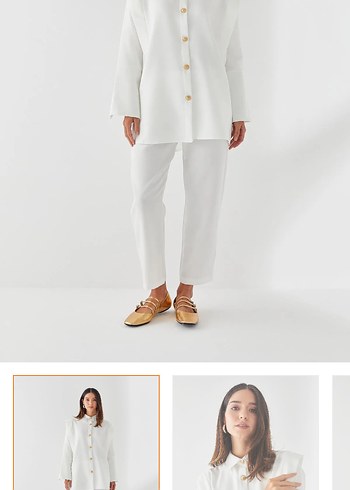 Beyaz Regular Fit Kadın pantolon