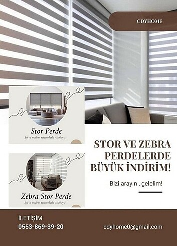 Zebra Stor perde İmalattan 