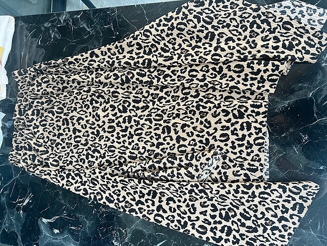 s Beden Leopar desenli midi boy etek