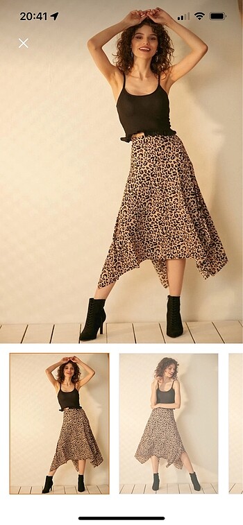 Leopar desenli midi boy etek