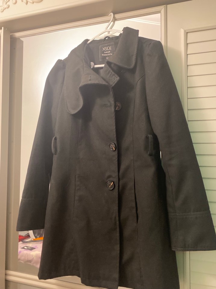 Siyah Düğmeli Midi Kadın kaban ve yağmurluk - Görsel 2