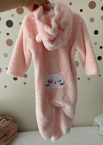 Pembe peluş Bebek Kız Tulumu - Görsel 2