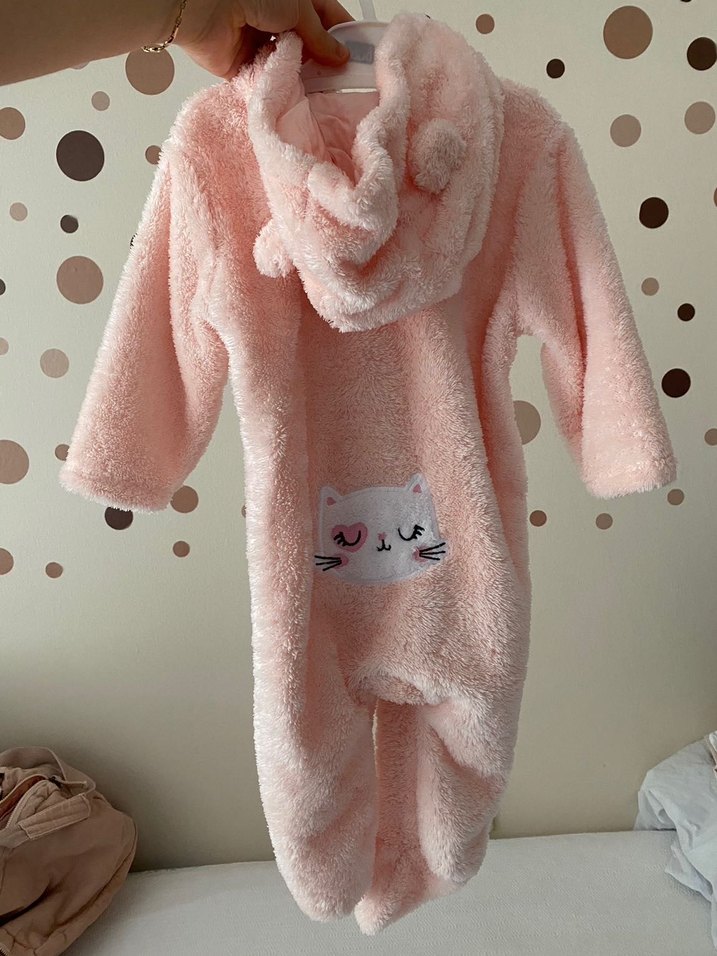 Pembe peluş Bebek Kız Tulumu - Görsel 2