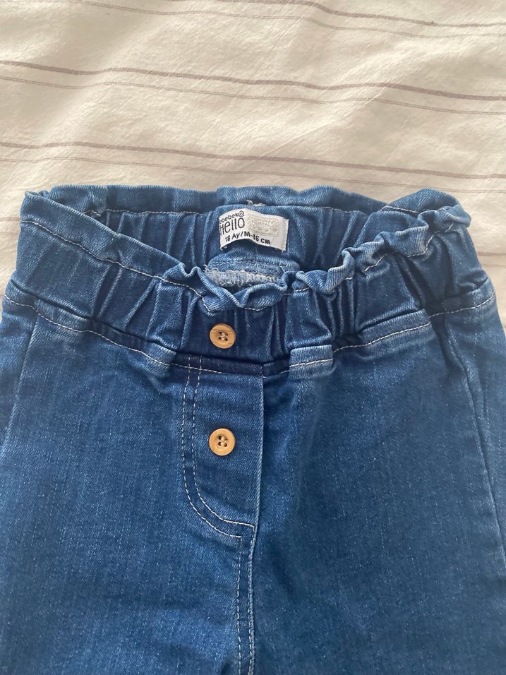 Kız Çocuk Mavi Denim Düğmeli Pantolon - Görsel 2