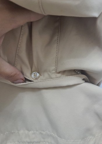 Bej Düğmeli kiz cocuk Trençkot - Görsel 3