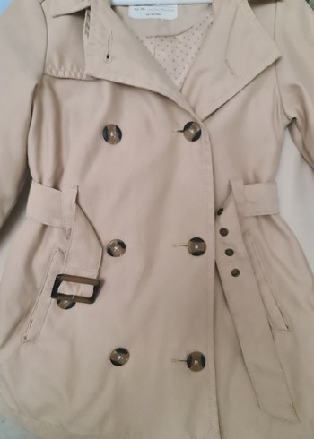 Bej Düğmeli kiz cocuk Trençkot - Görsel 5