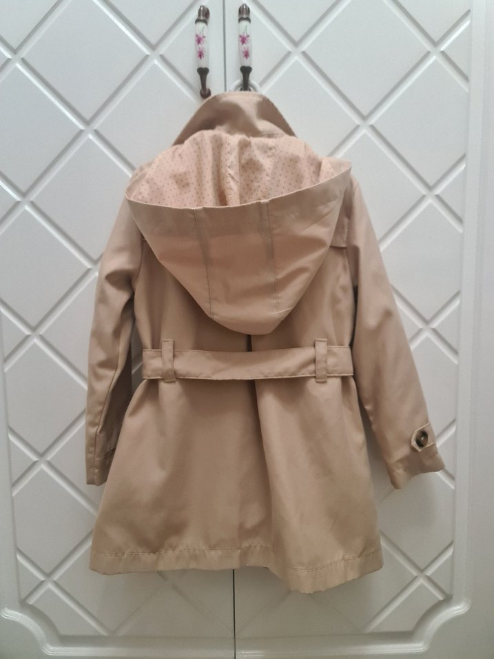 Bej Düğmeli kiz cocuk Trençkot - Görsel 4