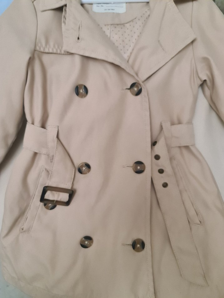 Bej Düğmeli kiz cocuk Trençkot - Görsel 5