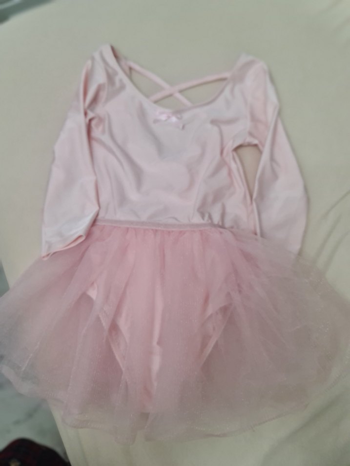 Pembe Uzun Kollu Fırfırlı Kız Elbisesi - Görsel 2