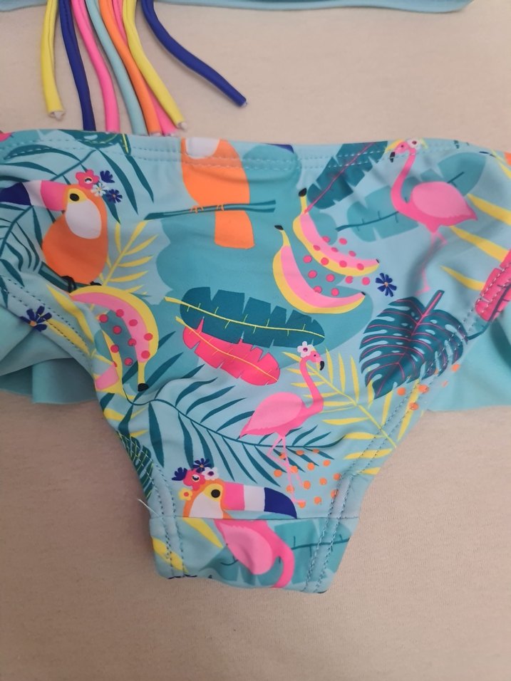 Kız Çocuk Turkuaz Desenli Bikini - Görsel 4