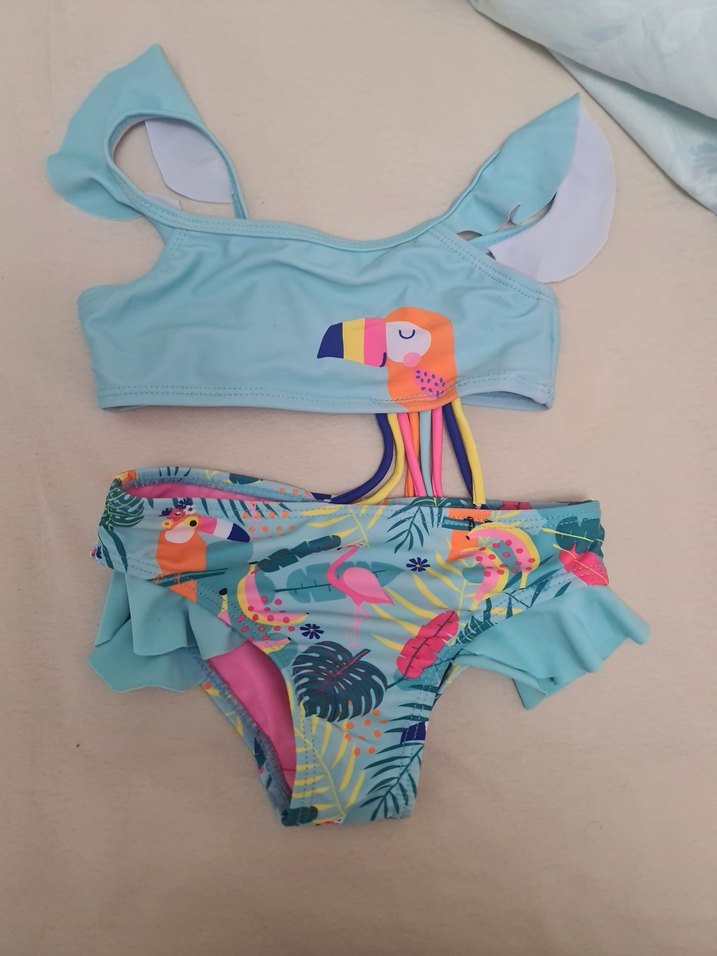 Kız Çocuk Turkuaz Desenli Bikini - Görsel 2