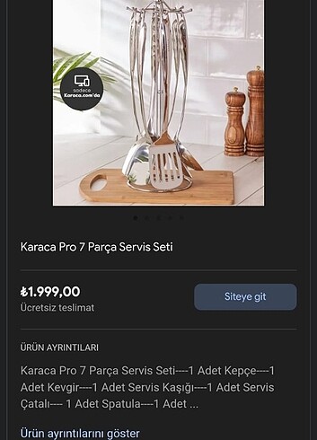 Karaca Çelik servis seti 