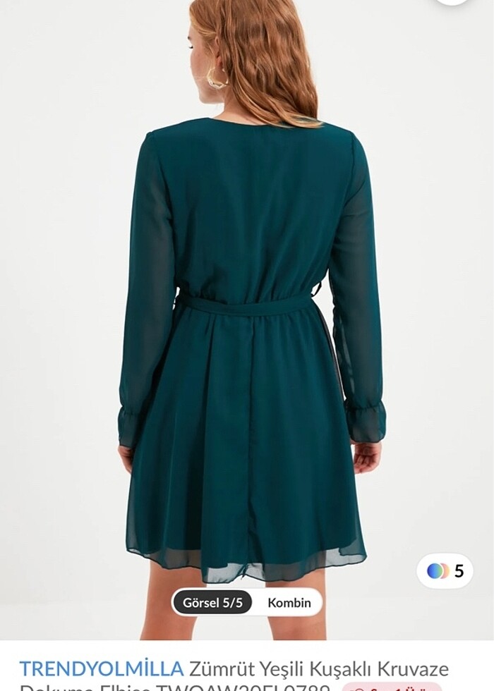 Kruvaze yaka elbise - Görsel 3