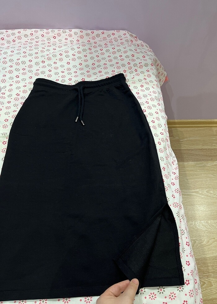 Mudo  penye kumaş yırtmaçlı etek - Görsel 2