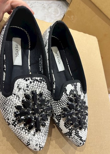 İPEKYOL marka Yılan Desenli Boncuklu Kadın babet/ayakkabı - Görsel 4