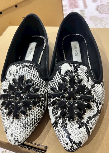 İPEKYOL marka Yılan Desenli Boncuklu Kadın babet/ayakkabı - Görsel 6