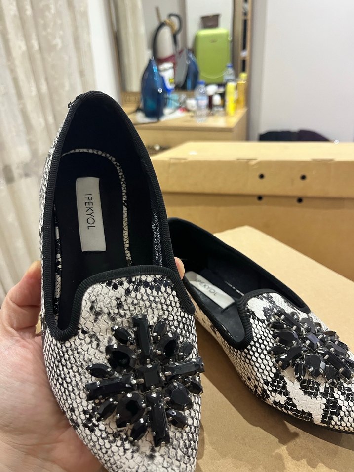 İPEKYOL marka Yılan Desenli Boncuklu Kadın babet/ayakkabı - Görsel 2