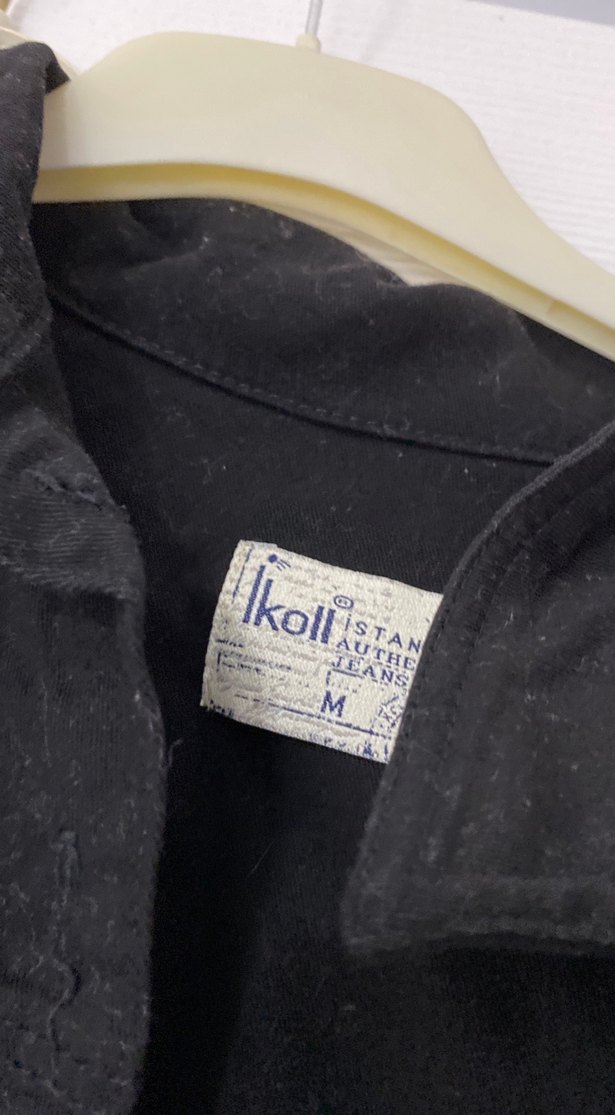 Düğmeli Siyah Uzun Keten Ceket - Görsel 2