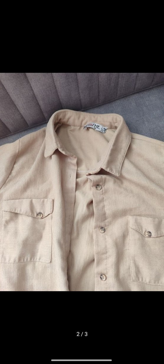 Bej Kadın Uzun Keten Gömlek - Görsel 2