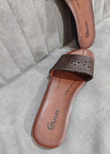 Kahverengi Kadın Dolgu Topuk Terlik - Görsel 2