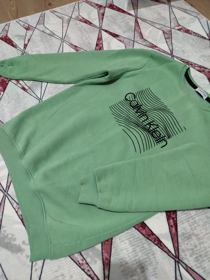 Calvin Klein Yeşil Pamuklu Sweatshirt - Görsel 2