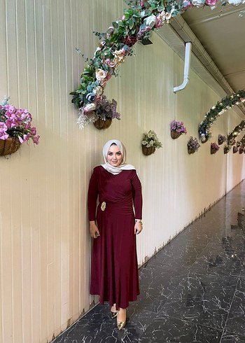 Bordo Uzun Kollu Salaş Kadın Elbise