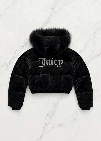 Zara Juicy Siyah Pelus Kapusonlu Sisme Ceket