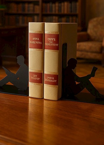 Okuyan İnsan Figürlü Metal Kitap Desteği - Görsel 4