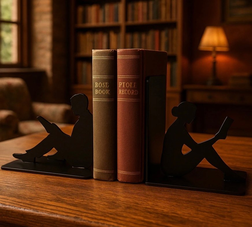 Okuyan İnsan Figürlü Metal Kitap Desteği - Görsel 2