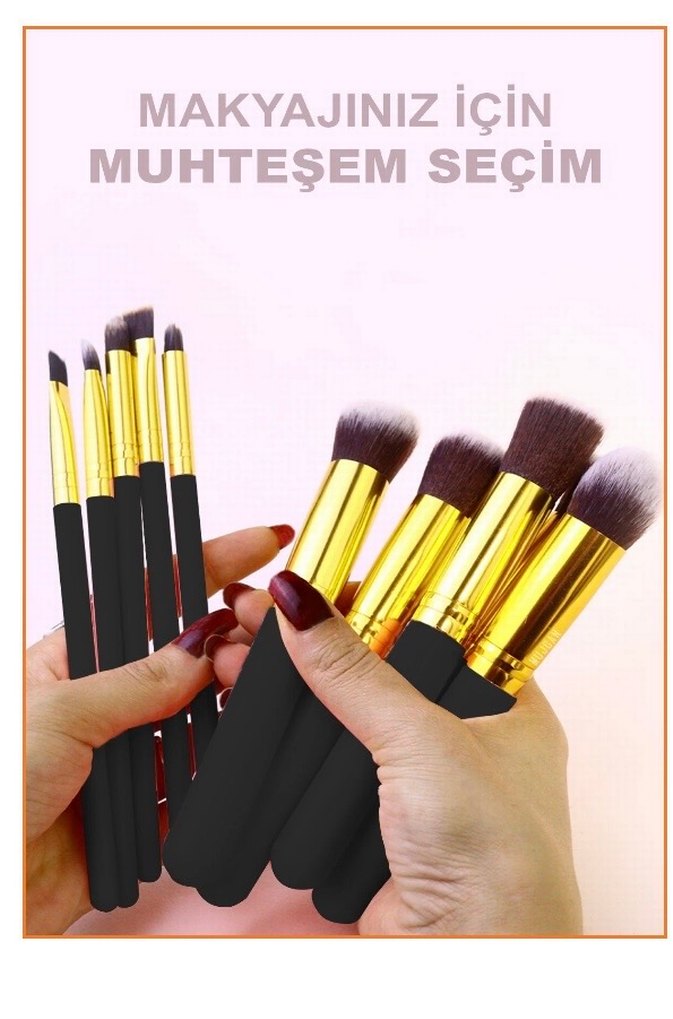 Altın Saplı Makyaj Fırça Seti - Görsel 4
