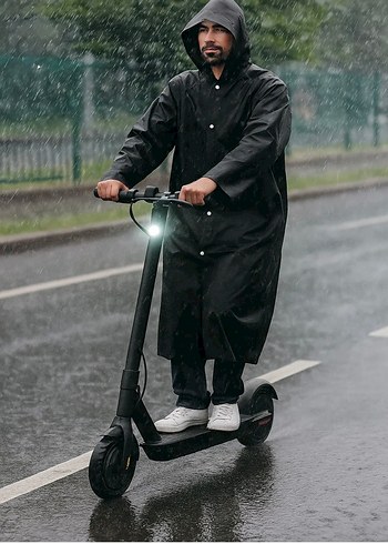 Siyah Yağmurluk Rahat Kesim - Görsel 2