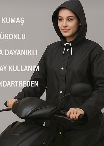 Siyah Yağmurluk Rahat Kesim - Görsel 4