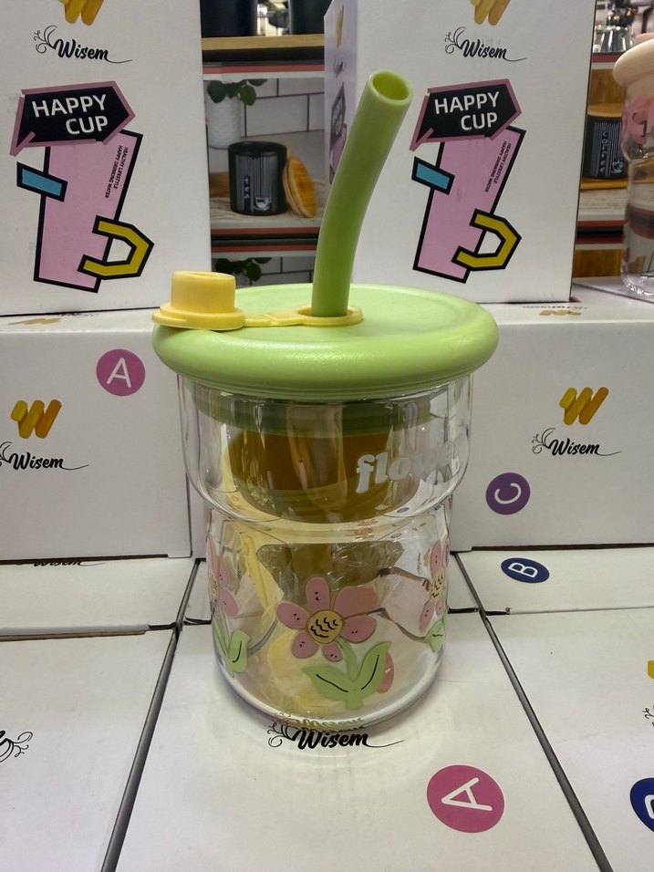 Figürlü pipetli cam bardak 
Seçilen bir tane gönderilir - Görsel 2