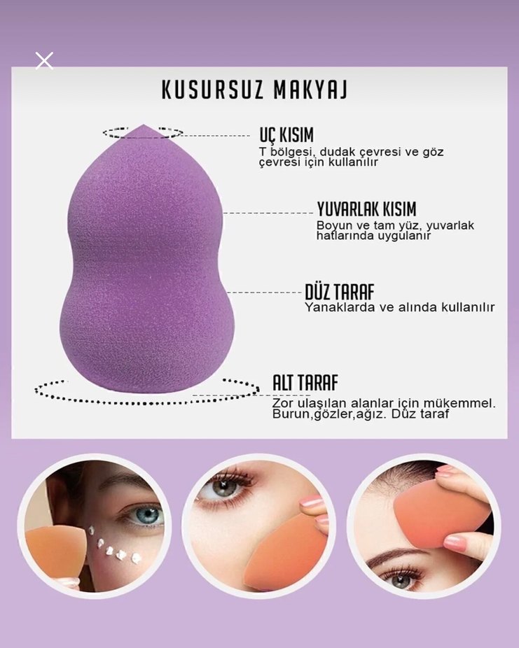 Pastel Mor Makyaj Süngeri 12 adet - Görsel 4