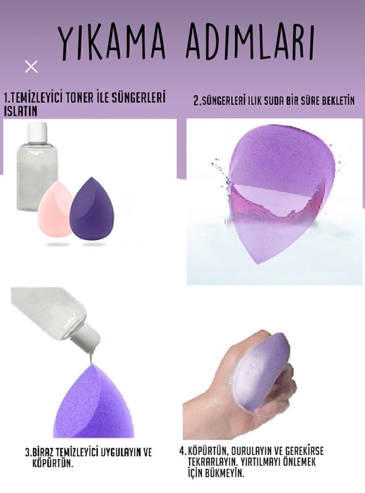 Pastel Mor Makyaj Süngeri 12 adet - Görsel 3