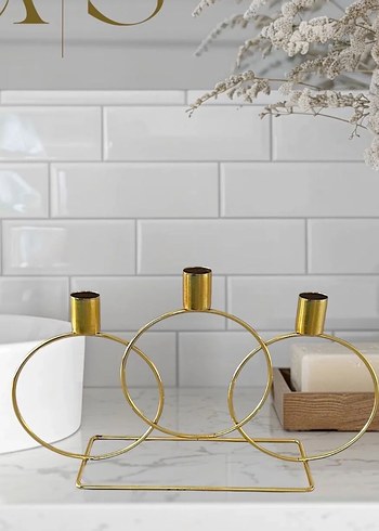 Parlak Altın Renkli Modern Mumluk - Görsel 2