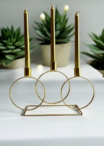 Parlak Altın Renkli Modern Mumluk - Görsel 4