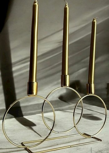 Parlak Altın Renkli Modern Mumluk - Görsel 3