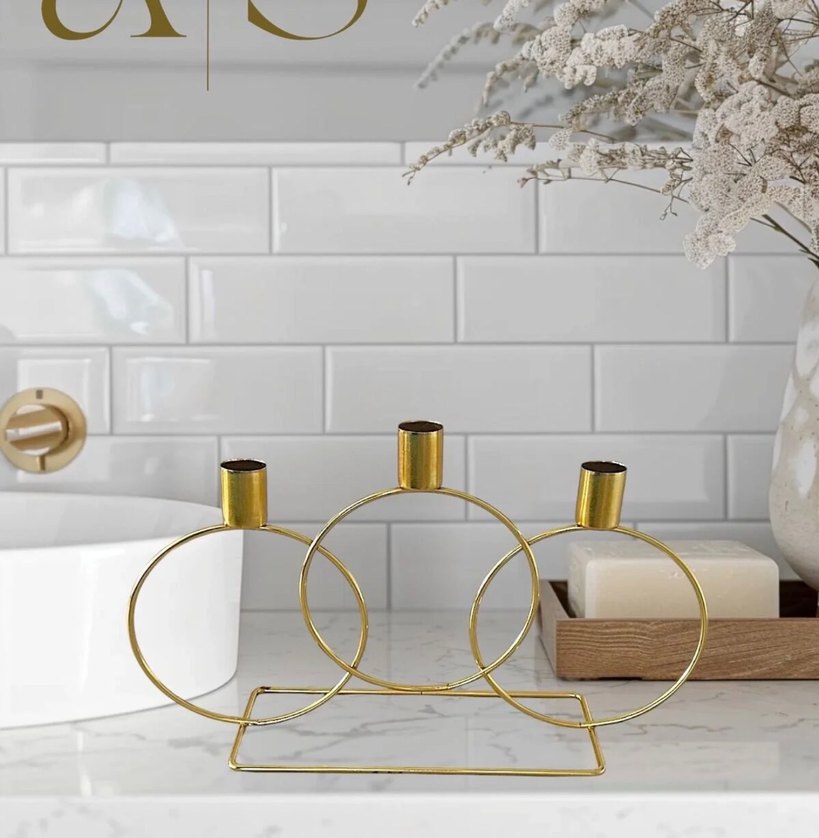 Parlak Altın Renkli Modern Mumluk - Görsel 2