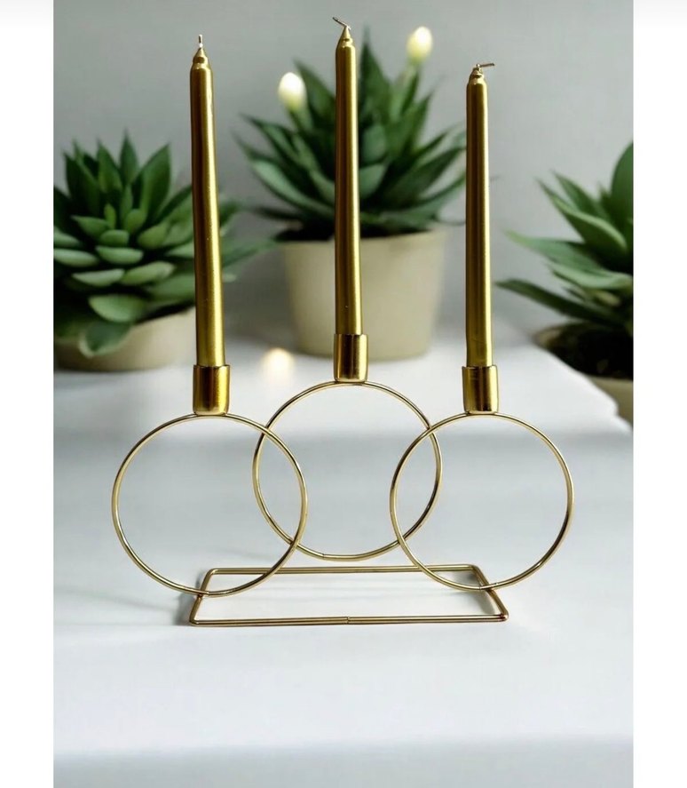 Parlak Altın Renkli Modern Mumluk - Görsel 4